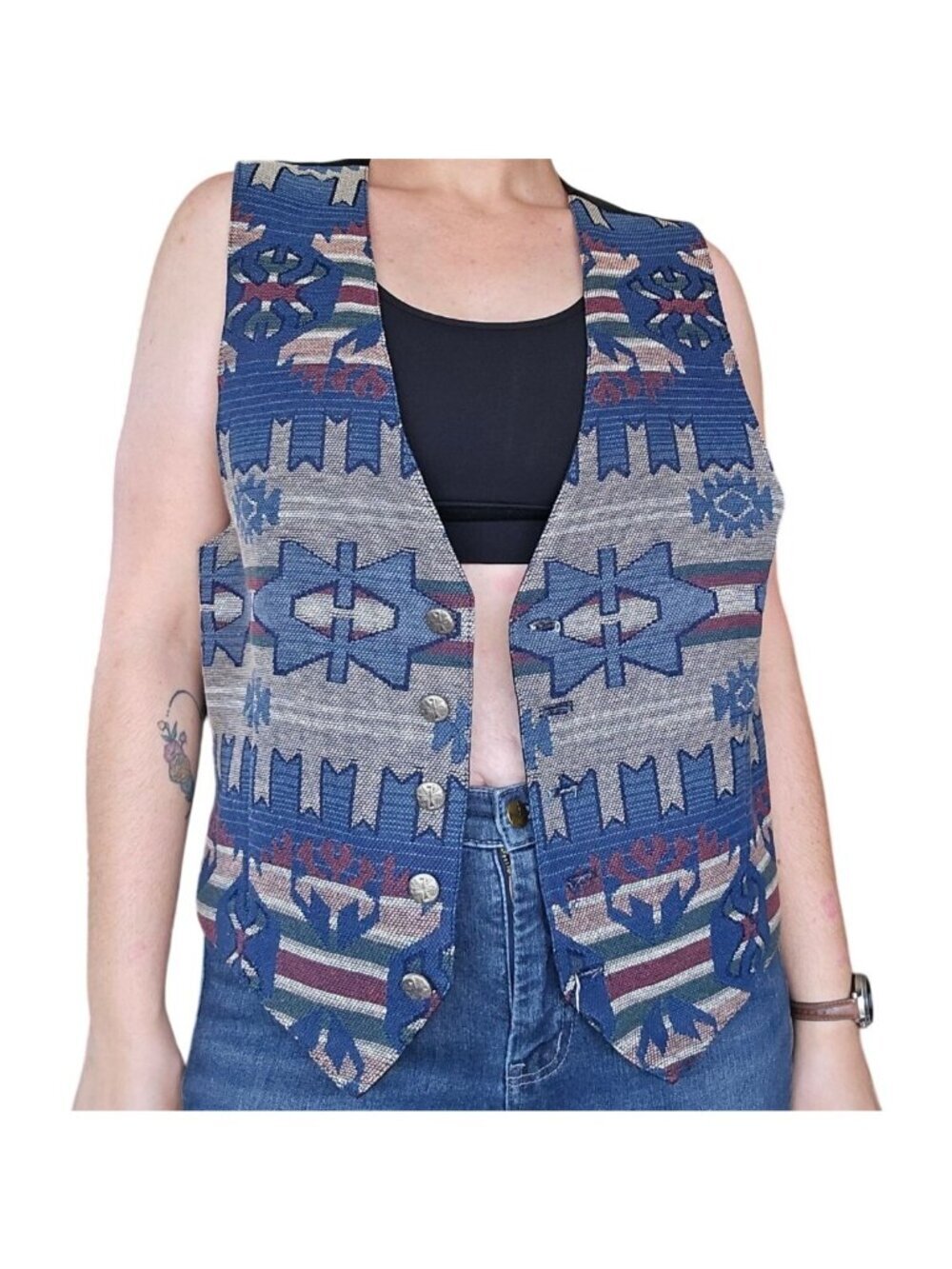 Vintage Rough Rider Tapestry Southwestern Vest Men's Size L Cowboy Western